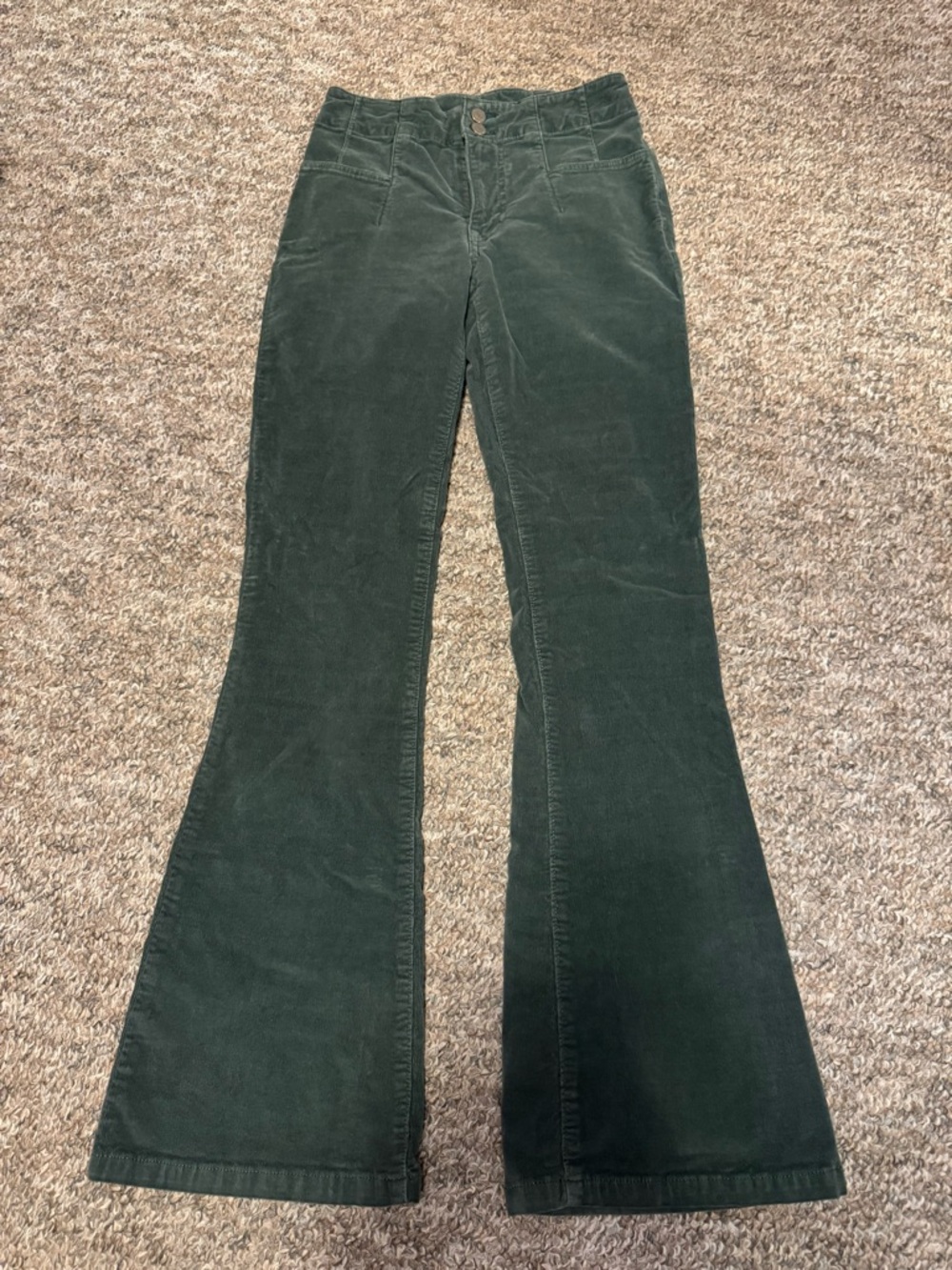 Lucky Brand Dark Forest Green Flare Corduroy Jeans